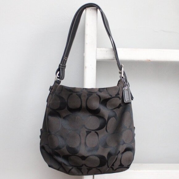Coach Handbags - Coach VTG Y2K Black Soho Signature Duffle Canvas Leather Shoulder Crossbody Bag
